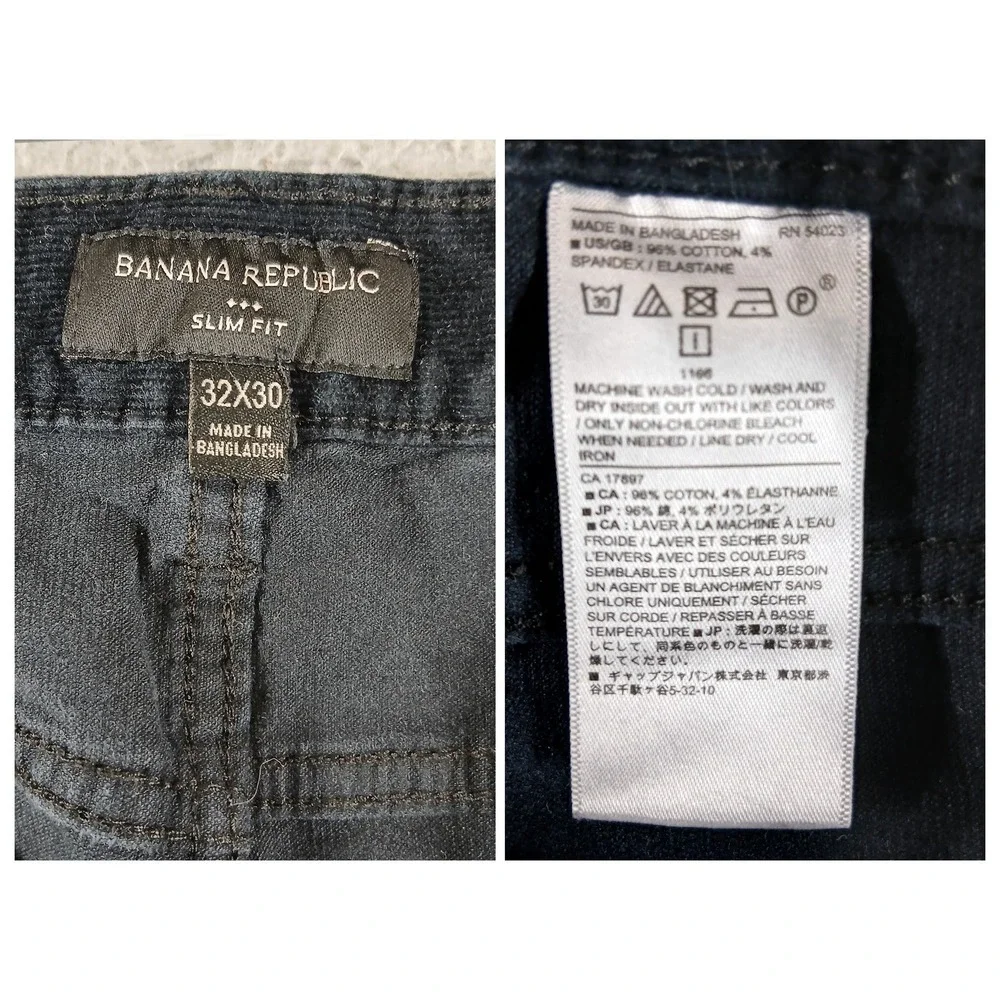Banana Republic Slim Fit Corduroy Pants 32x30 Navy‎ Blue
